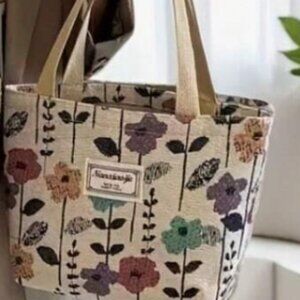 NWT Floral Canvas Tote Bag | Botanical Print Shoulder Bag